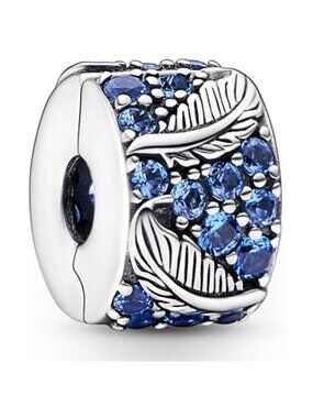 NEW Authentic Pandora Curved FEATHER & Pavé Clip Charm #792552C01